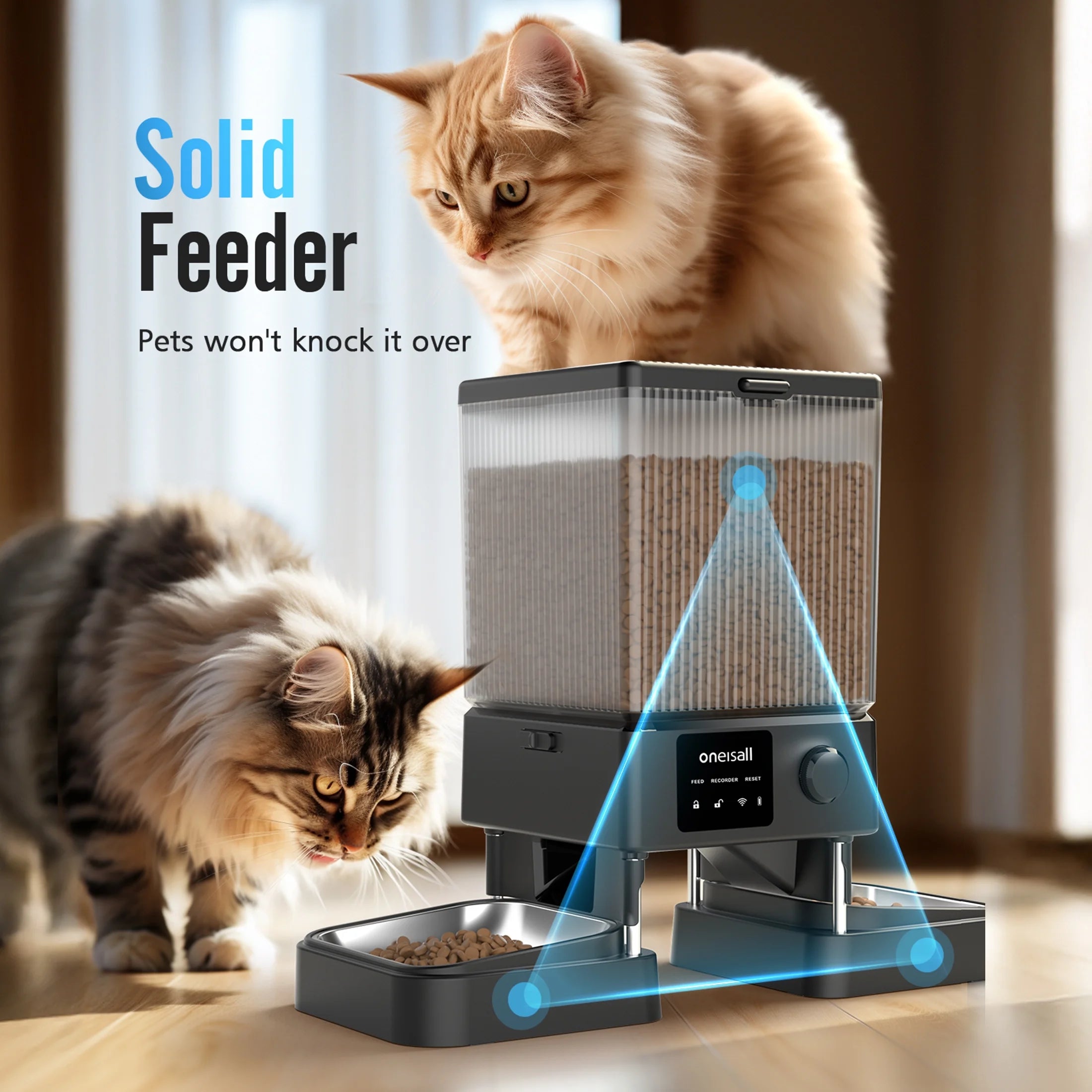 5L Automatic Cat Feeder with 5G Wi-Fi and App Control, PFD-002 PRO Double Bowl Dispenser with Desiccant Bag - Timed Automatic Pet Feeder for Multiple Cats or Small Dogs in Black