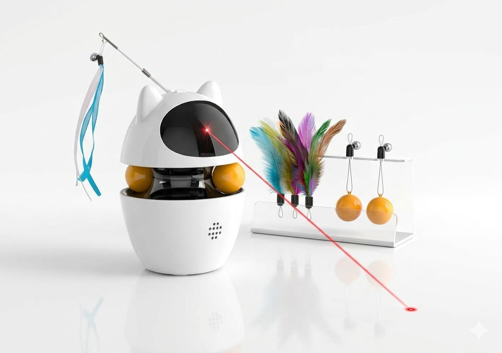 Interactive 3-in-1 Automatic Cat Toy with Laser and Feather