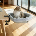 Creative Semi-Circular Cat Table Bed Space Saving Soft Folding Cat Bed Non-Slip Clamp Detachable Cat Desk Hammock Book Desktop