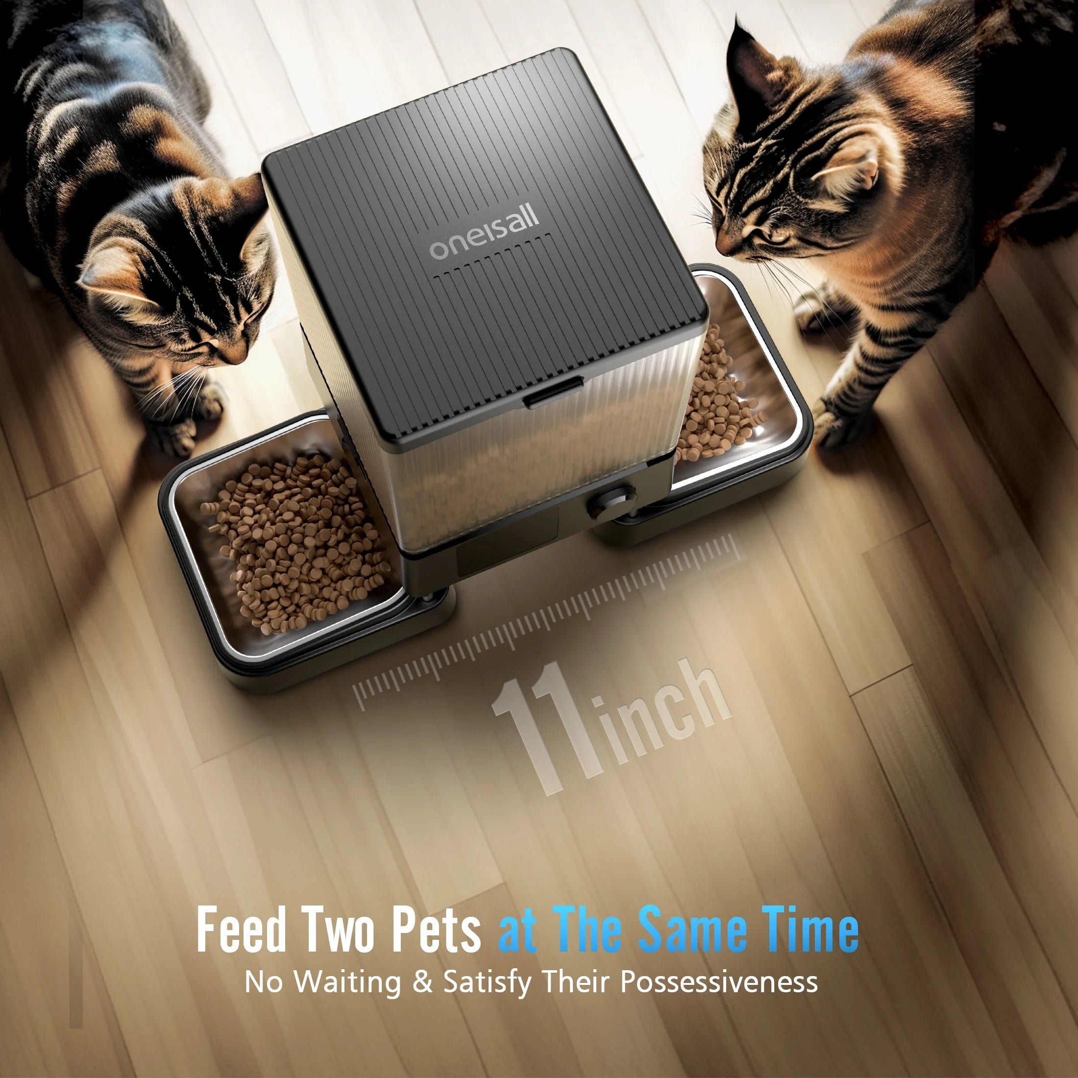 5L Automatic Cat Feeder with 5G Wi-Fi and App Control, PFD-002 PRO Double Bowl Dispenser with Desiccant Bag - Timed Automatic Pet Feeder for Multiple Cats or Small Dogs in Black