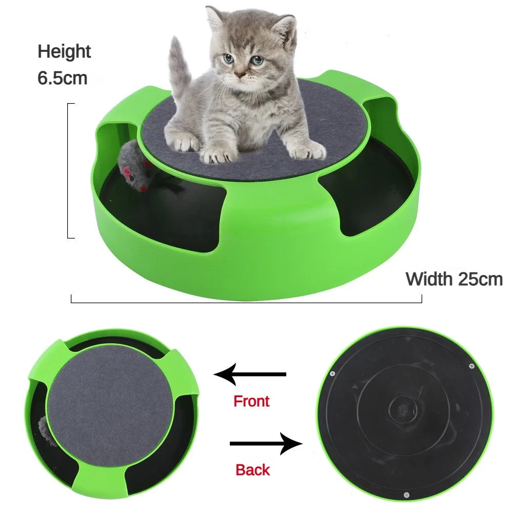 Interactive Cat Toy Turntable Roller Mouse with Intelligence Training Track and Scratching Features