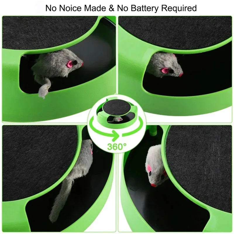 Interactive Cat Toy Turntable Roller Mouse with Intelligence Training Track and Scratching Features