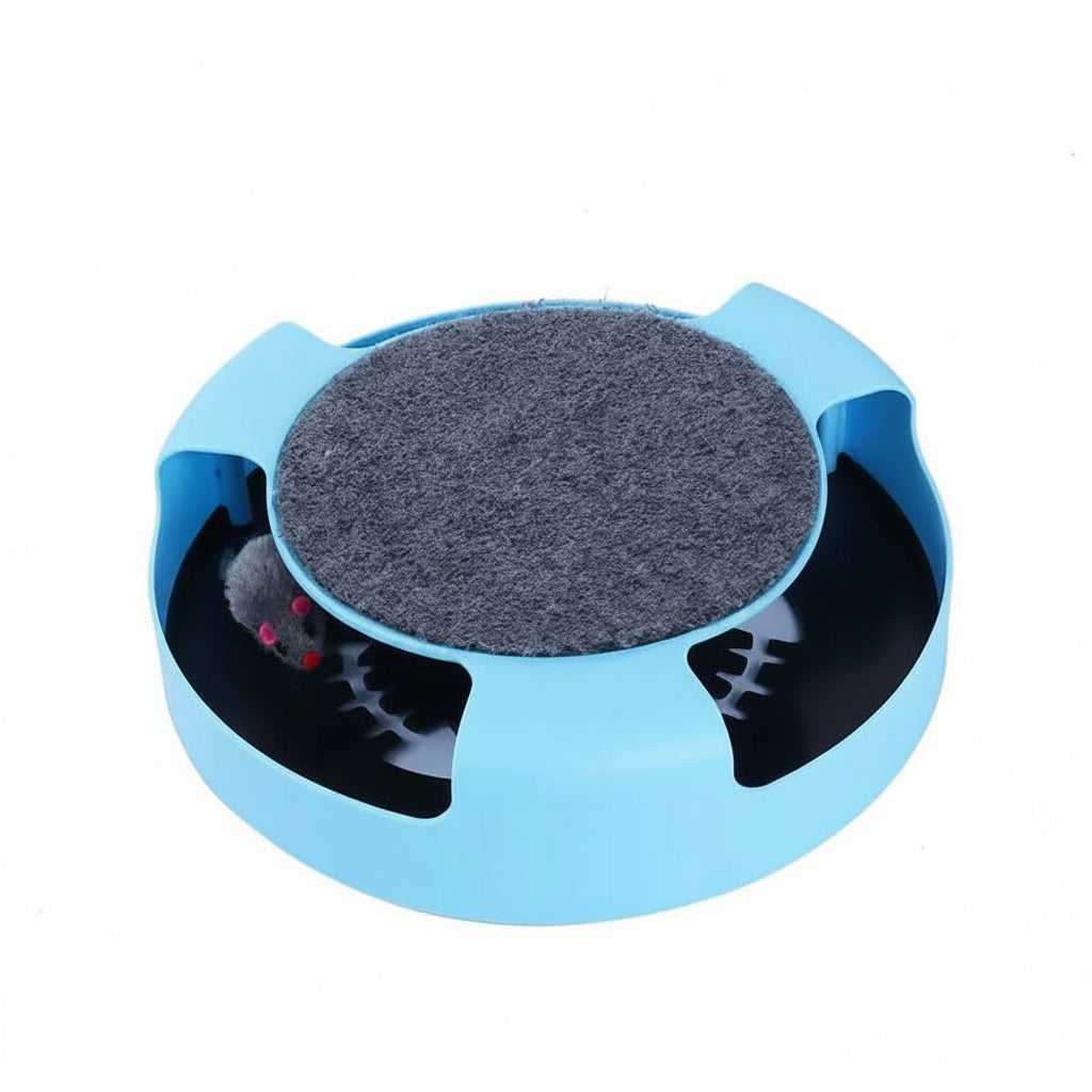 Interactive Cat Toy Turntable Roller Mouse with Intelligence Training Track and Scratching Features